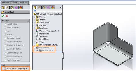 solidworks 2019 mirror sheet metal part|solidworks mirror component not flipped.